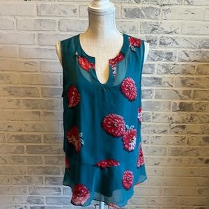 CAbi floral sleeveless blouse